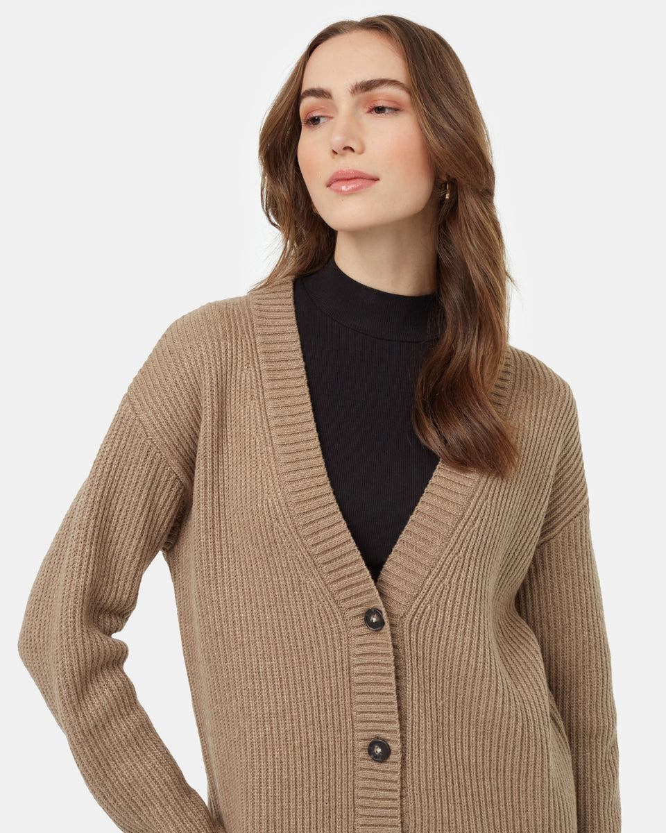Womens Oversized Button Cardigan Recycled Polyester
