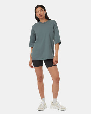 Green-Organic-Cotton-Crew-Neck-Oversized-Shortsleeve-T-Shirt