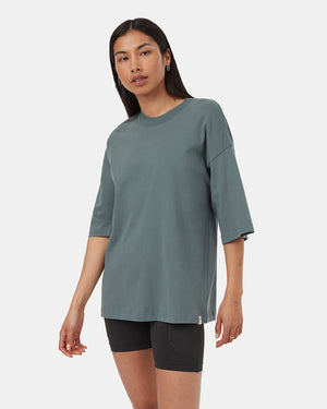 Green-Organic-Cotton-Crew-Neck-Oversized-Shortsleeve-T-Shirt