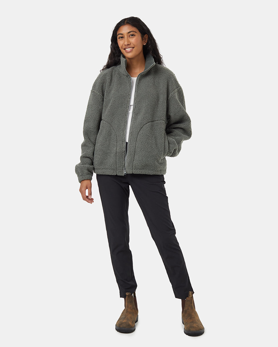 tentree Recycled Boucle Reversible Full Zip Womens Mineral Urban Green M
