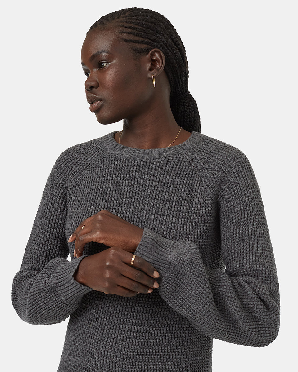 tentree Women s Highline Crew Neck Dress Organic Cotton Grey Size S