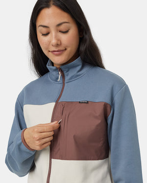 Oatmeal-Mock-Neck-Color-Block-Fleece-Zip-Up