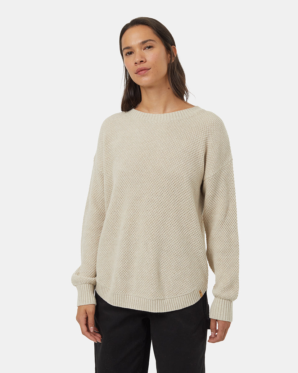 Women Highline Drop Shoulder Sweater Organic Cotton PALE OAK HEATHER M