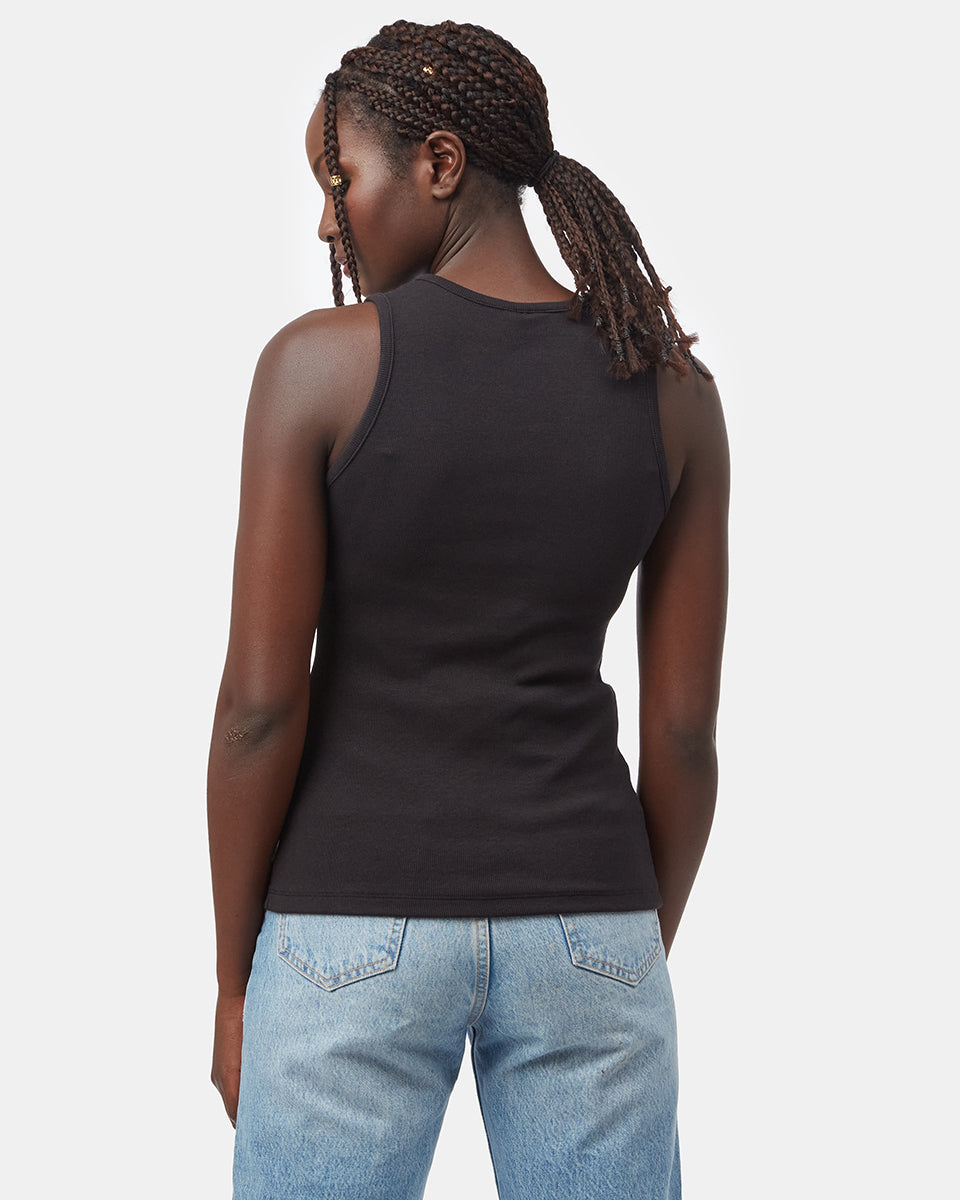 Womens Rib High Neck Tank Organic Cotton