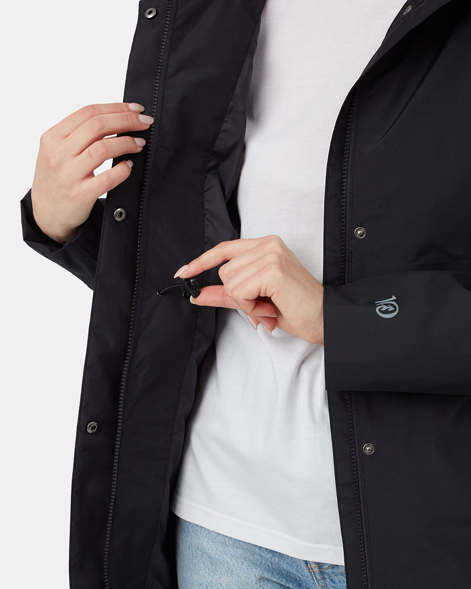 tentree Long Rain Jacket Women s XL Meteorite Black