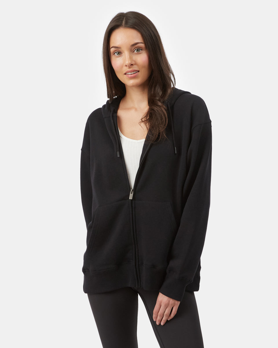 tentree TreeFleece Oversized Zip Hoodie Women s Meteorite Black