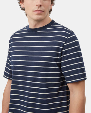 Blue Men's Striped Short Sleeve Tee