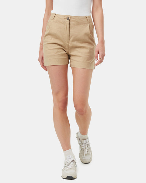 tentree Pleated High Waisted Shorts Womens Barley 6