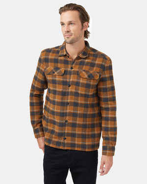 Brown Men's Plaid Long Sleeve Button-Up