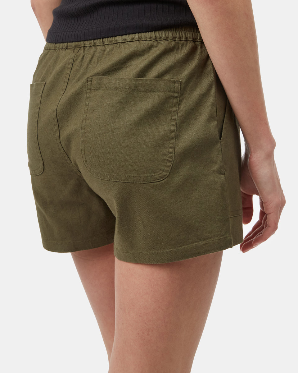 tentree Hemp Stretch Insto Short Women s M Olive Night Green