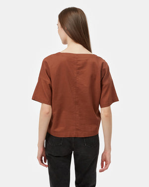 Red Women's Organic Cotton Button-Up