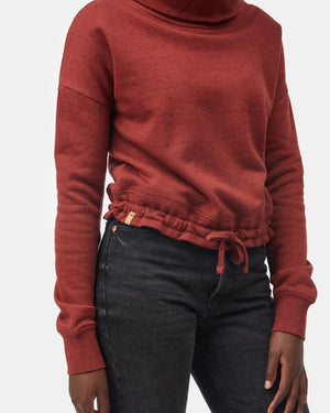 Red Women's Cowl Neck Fleck Sweater