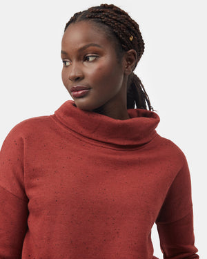 Red Women's Cowl Neck Fleck Sweater