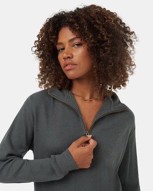 Green-Women_s-Waffle-Knit-Half-Zip-Sweatshirt