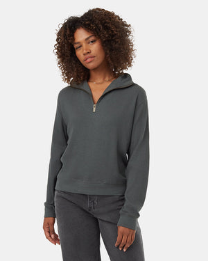 Green-Women_s-Waffle-Knit-Half-Zip-Sweatshirt