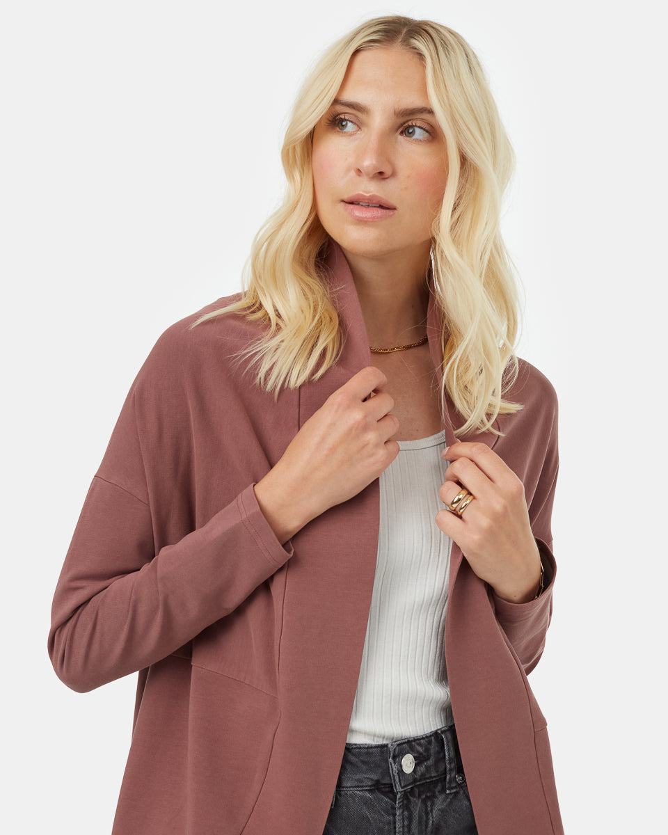 Womens French Terry Cocoon Cardigan Organic Cotton MESA RED XS
