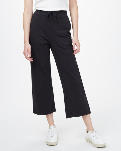 Womens French Terry Cropped Wide Leg Sweatpant