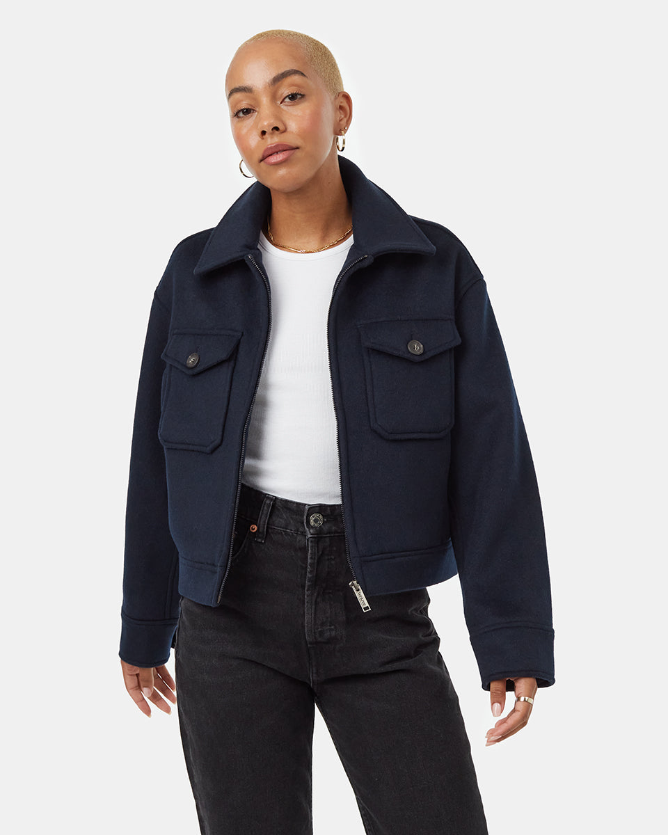Wool utility jacket top