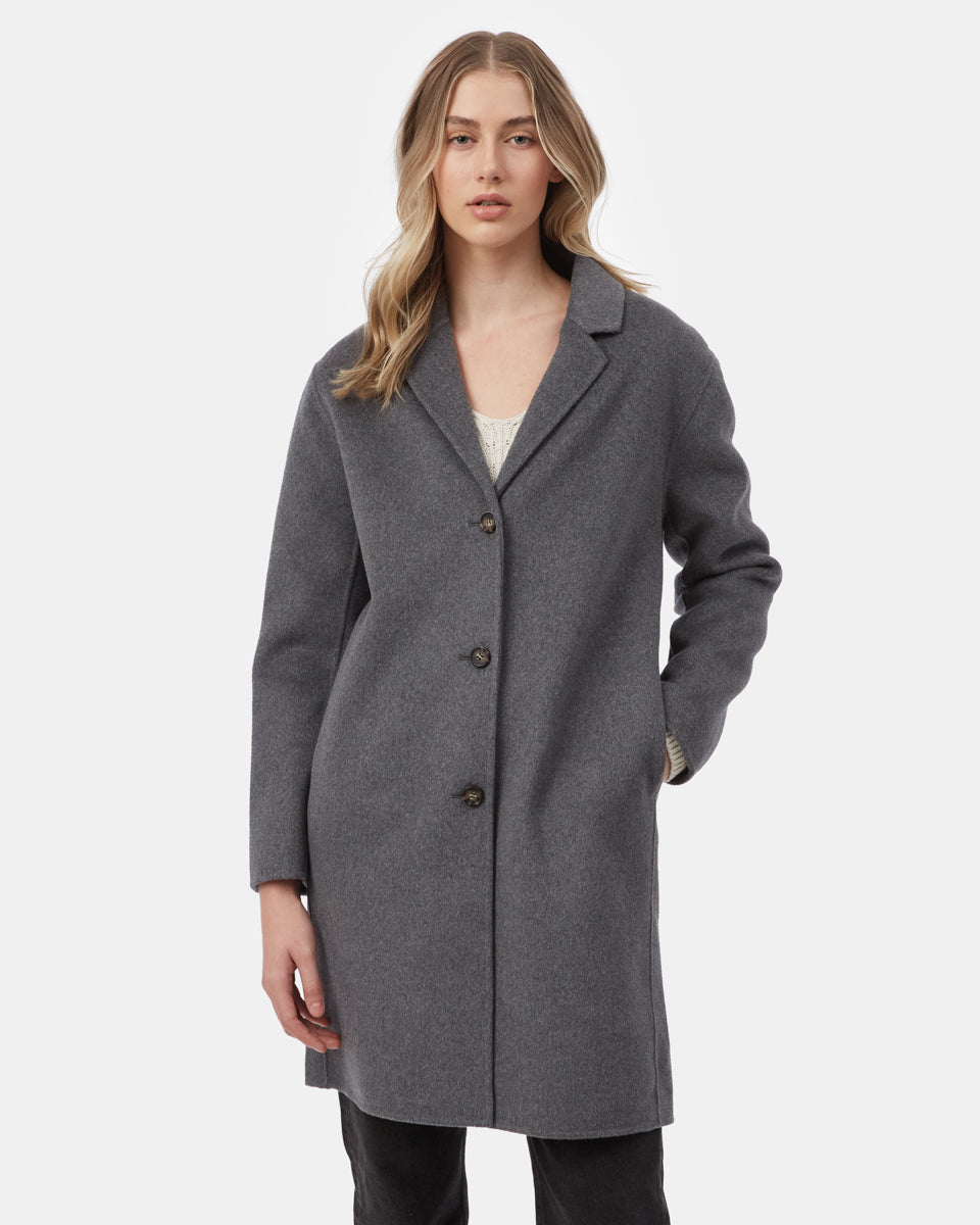 Womens Wool Longline Coat 80 Recycled Wool